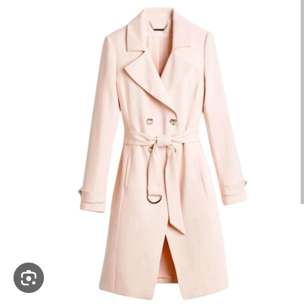 White House Black Marker Pink Trench Coat Size Small Petite